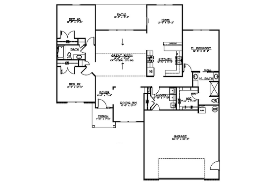Floor Plan - Main Floor for Ranch House Plan #1064-9 - 3 bed, 2 bath