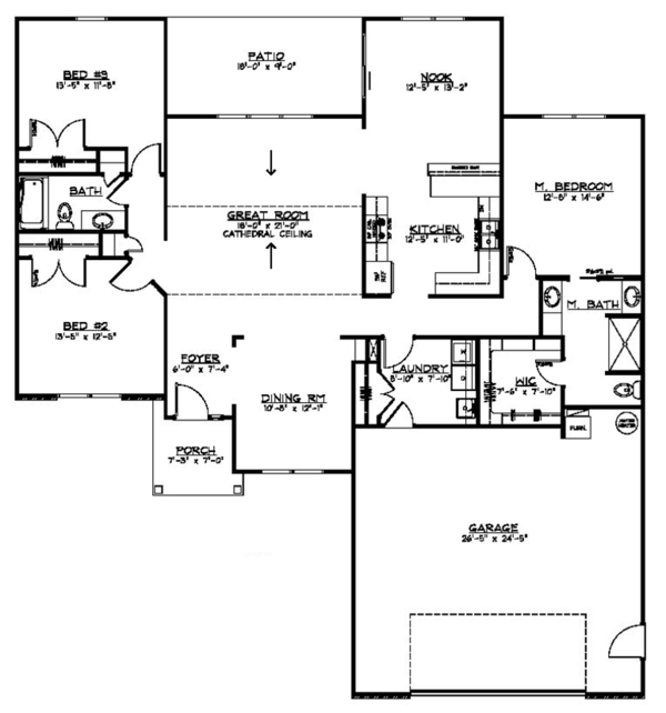 House Blueprint - Ranch Floor Plan - Main Floor Plan #1064-9