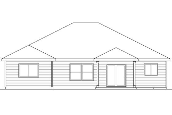 Exterior - Rear Elevation for Ranch House Plan #124-929 - 3 bed, 2 bath