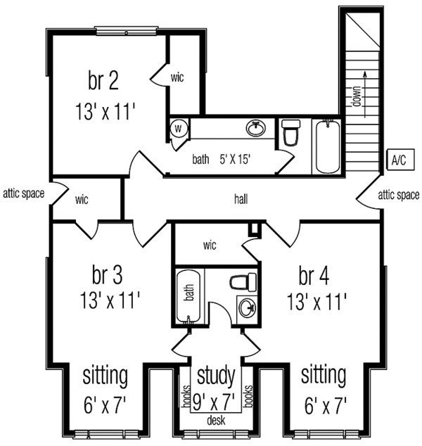 Architectural House Design - Victorian Floor Plan - Upper Floor Plan #45-467