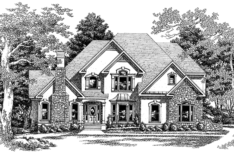 Home Plan - Exterior - Front Elevation 3 for European House Plan #927-77 - 4 bed, 3.5 bath
