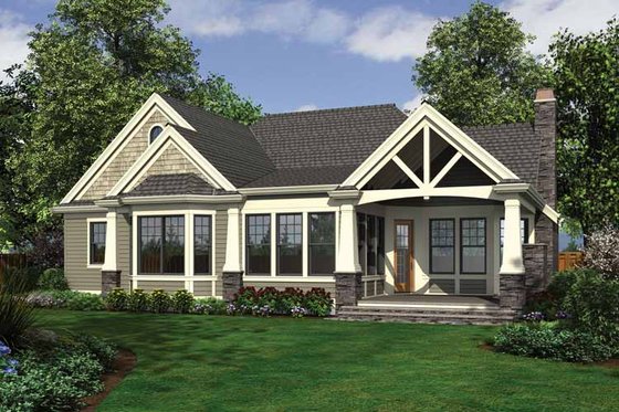 Exterior - Rear Elevation for Traditional House Plan #132-542 - 3 bed, 2 bath