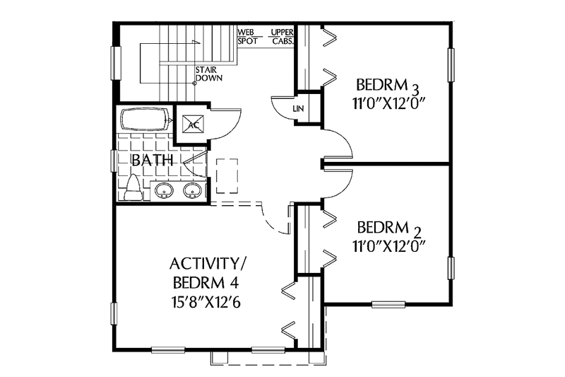 Home Plan - Floor Plan - Upper Floor for Colonial House Plan #999-160 - 3 bed, 2.5 bath