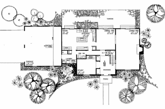 Floor Plan - Main Floor for Colonial House Plan #72-442 - 3 bed, 2.5 bath