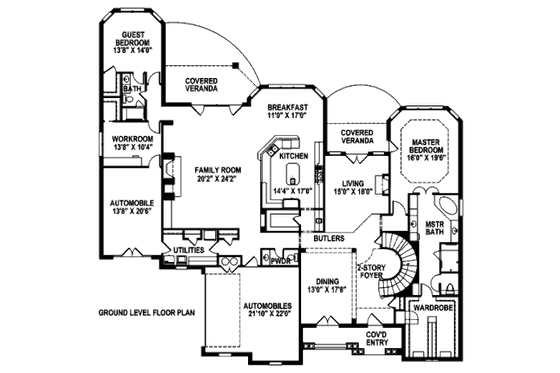 Floor Plan - Main Floor for European House Plan #141-292 - 5 bed, 4.5 bath