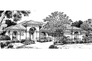 House Plan Design - Exterior - Front Elevation for Mediterranean House Plan #417-774 - 3 bed, 2.5 bath