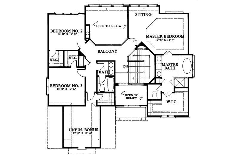 Home Plan - Floor Plan - Upper Floor for Country House Plan #429-97 - 3 bed, 2.5 bath