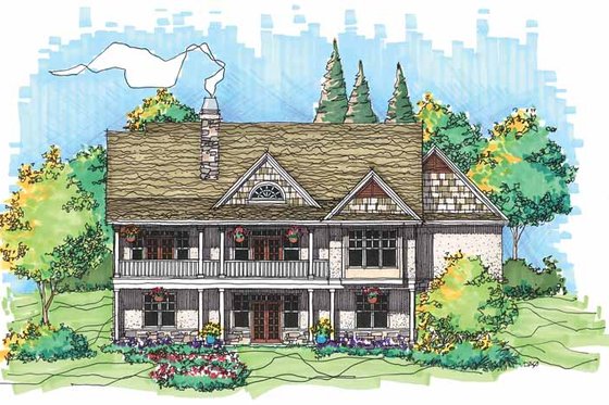 Exterior - Rear Elevation for Craftsman House Plan #929-562 - 3 bed, 2.5 bath