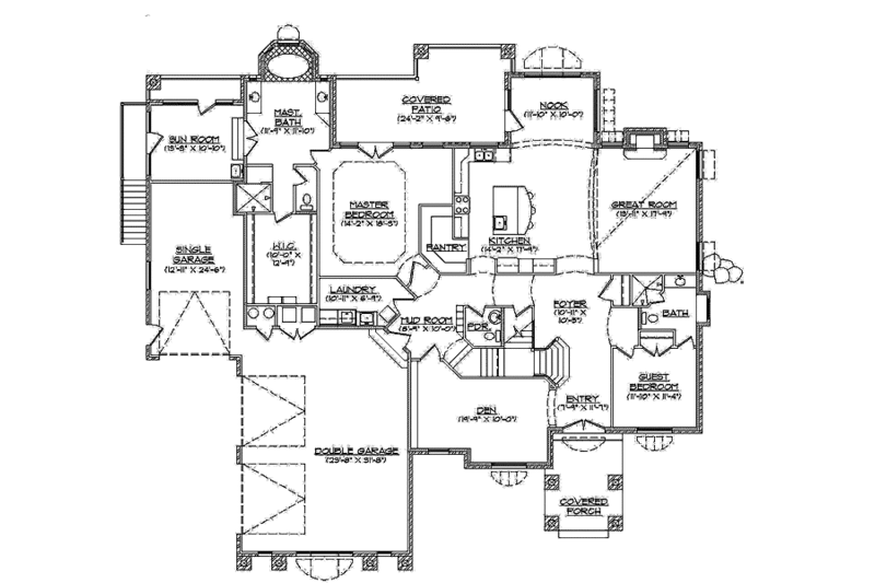 Architectural House Design - Floor Plan - Main Floor for Craftsman House Plan #945-74 - 4 bed, 3.5 bath