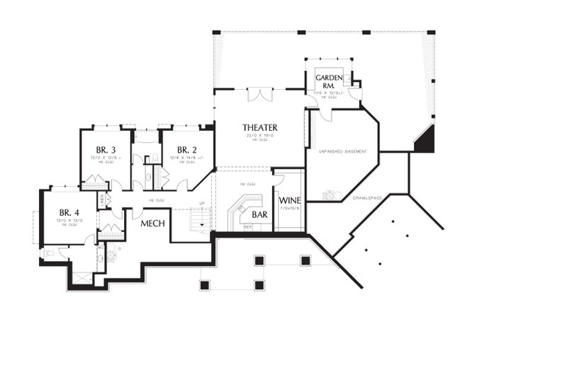 Home Plan - Floor Plan - Lower Floor for Craftsman House Plan #48-607 - 4 bed, 3.5 bath