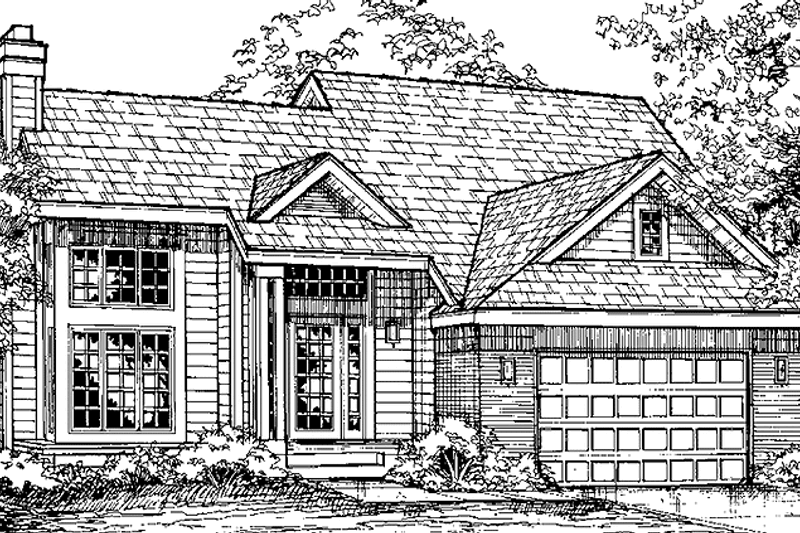 House Blueprint - Prairie Exterior - Front Elevation Plan #320-1066