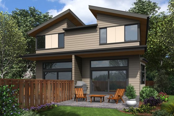 Exterior - Rear Elevation for Contemporary House Plan #48-1020 - 2 bed, 2.5 bath