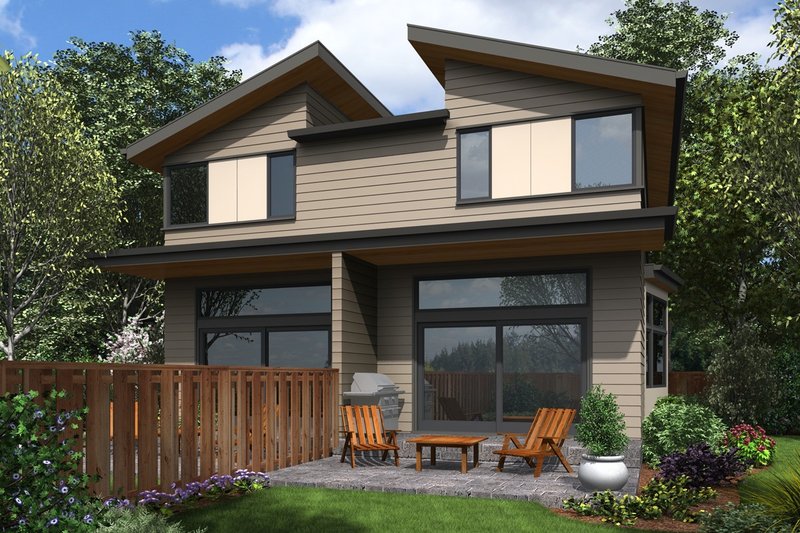 House Plan Design - Exterior - Rear Elevation for Contemporary House Plan #48-1020 - 2 bed, 2.5 bath