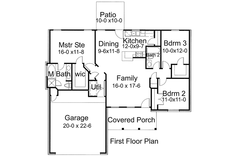 House Plan Design - Floor Plan - Main Floor for Traditional House Plan #120-205 - 3 bed, 2 bath
