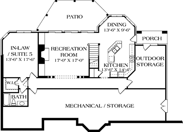 House Plan Design - Traditional Floor Plan - Lower Floor Plan #453-590