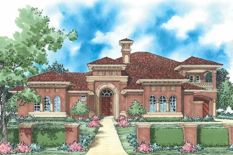 Home Plan - Exterior - Front Elevation 4 for Mediterranean House Plan #930-57 - 4 bed, 3.5 bath