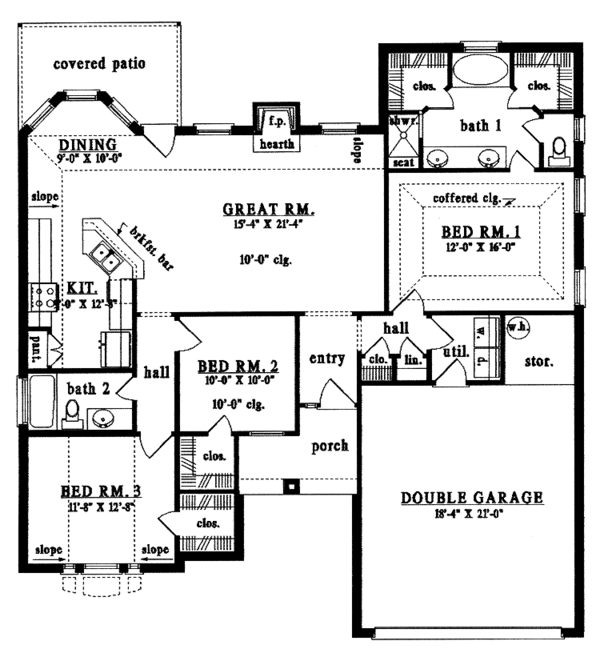 House Design - Ranch Floor Plan - Main Floor Plan #42-564