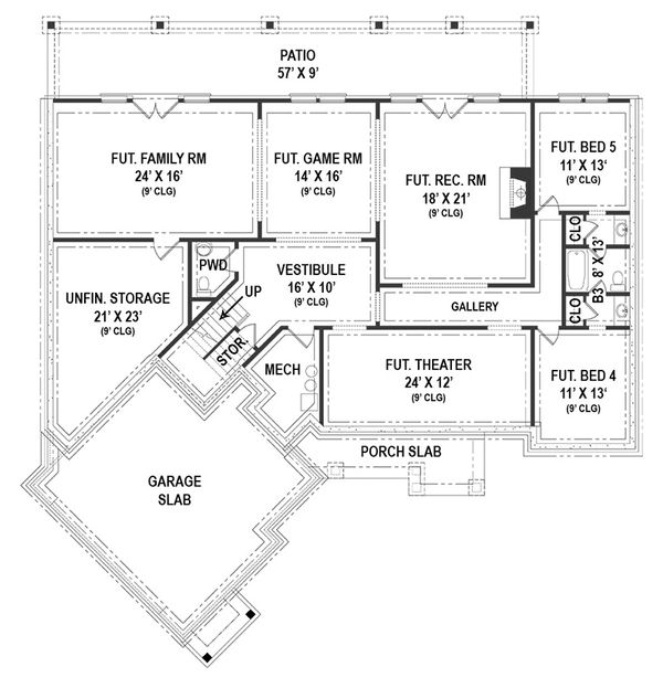 House Design - European Floor Plan - Lower Floor Plan #119-427