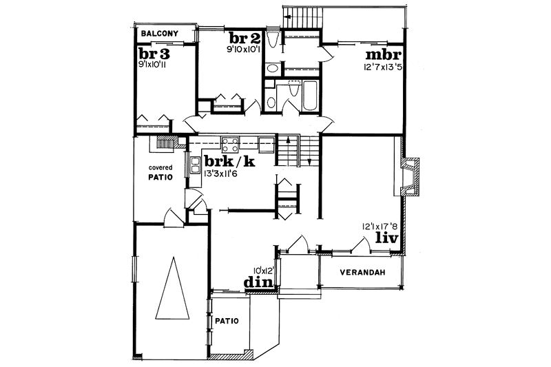 House Blueprint - Floor Plan - Upper Floor for Country House Plan #47-960 - 3 bed, 1.5 bath