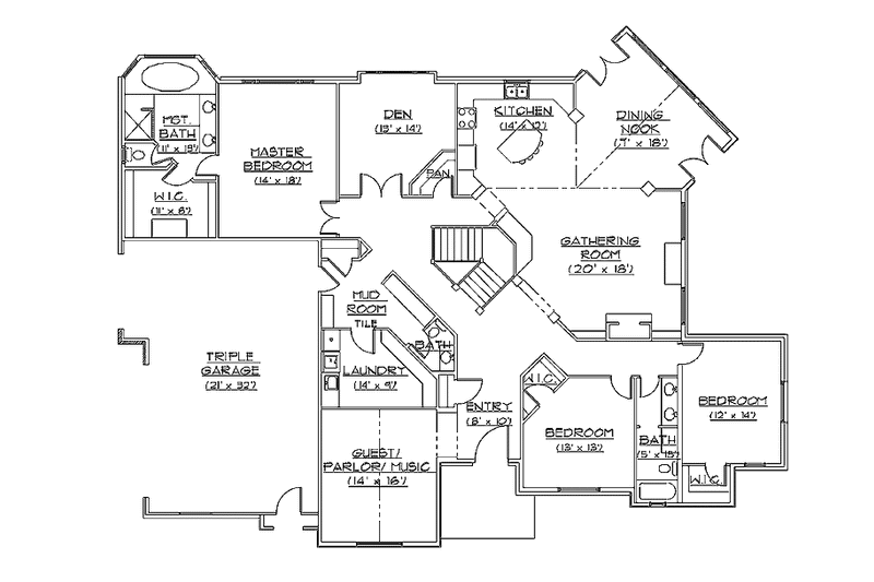Home Plan - Floor Plan - Main Floor for Country House Plan #945-32 - 4 bed, 2.5 bath