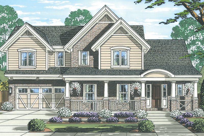 Architectural House Design - Exterior - Front Elevation 3 for Country House Plan #46-845 - 3 bed, 2.5 bath