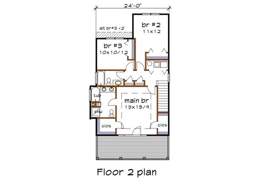 Floor Plan - Upper Floor for Craftsman House Plan #79-345 - 3 bed, 2.5 bath