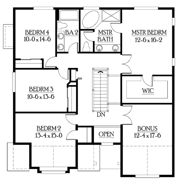 Craftsman Floor Plan - Upper Floor Plan #132-259