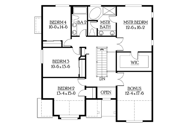 Home Plan - Floor Plan - Upper Floor for Craftsman House Plan #132-259 - 4 bed, 2.5 bath
