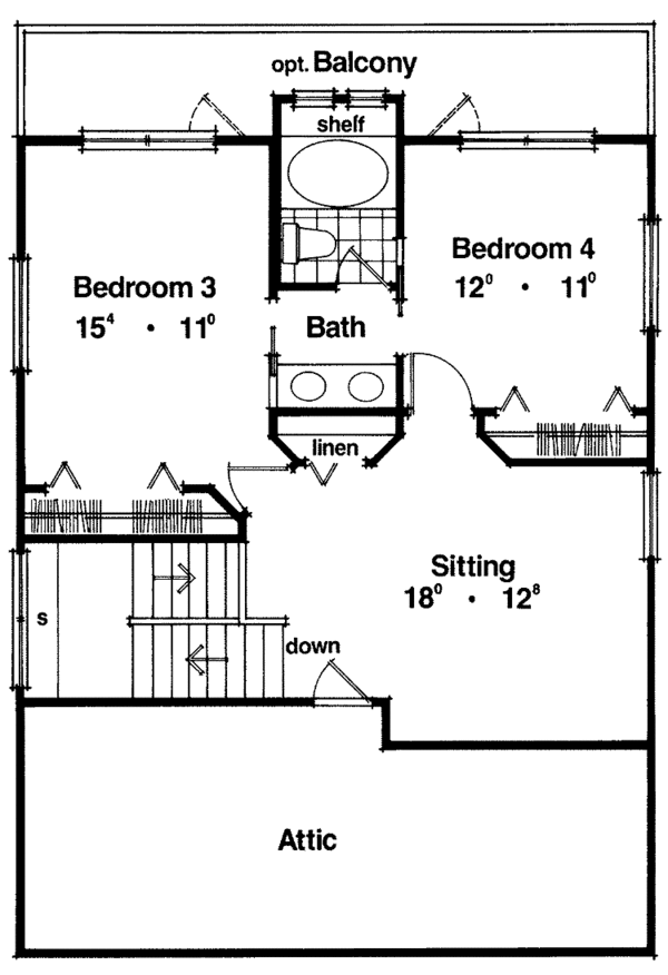 Architectural House Design - Prairie Floor Plan - Upper Floor Plan #417-526