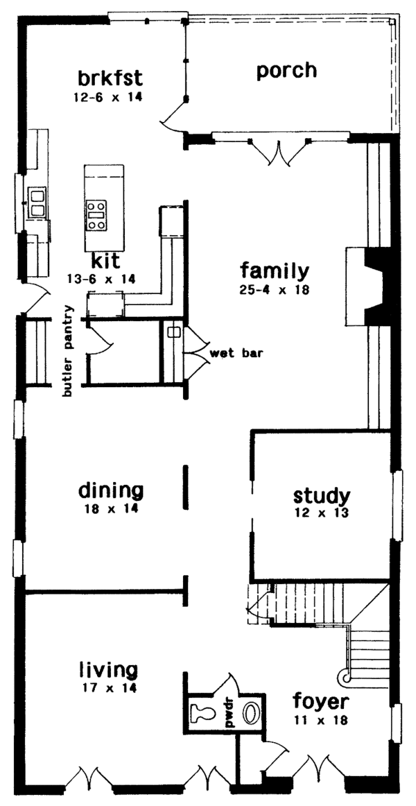 Architectural House Design - European Floor Plan - Main Floor Plan #301-137
