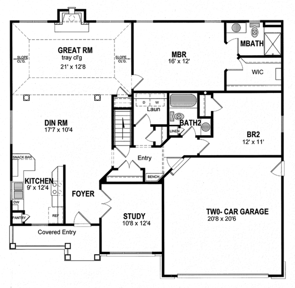 Home Plan - Ranch Floor Plan - Main Floor Plan #316-254