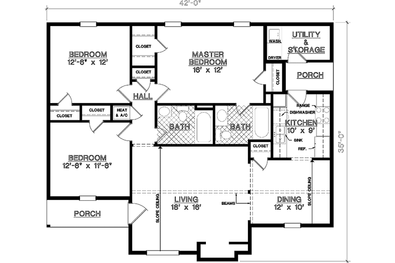 Home Plan - Floor Plan - Main Floor House Plan #45-561 - 3 bed, 2 bath