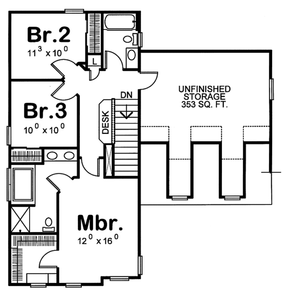 Home Plan - Country Floor Plan - Upper Floor Plan #20-2227
