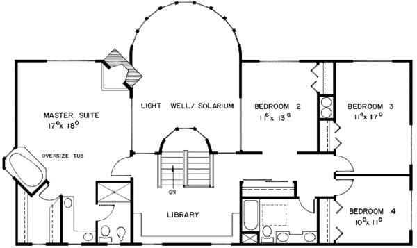 House Blueprint - European Floor Plan - Upper Floor Plan #60-959