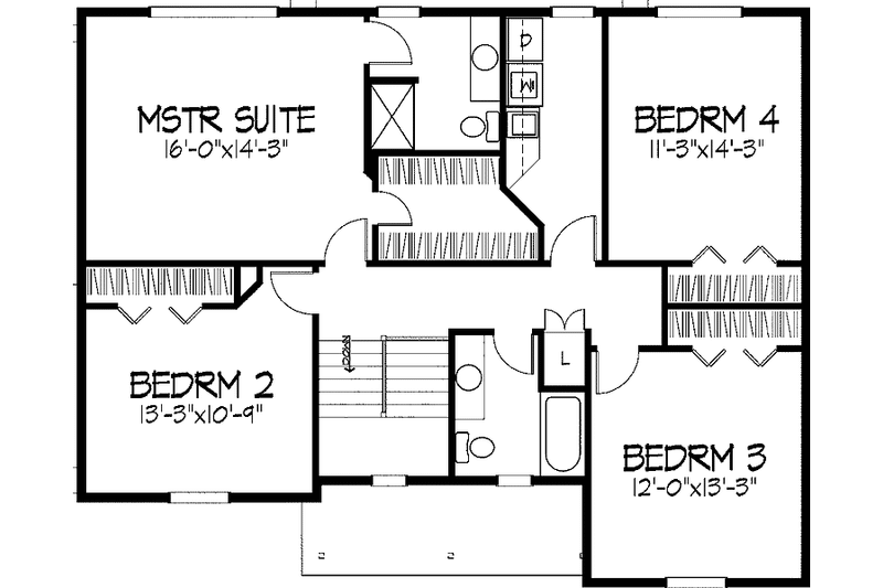 Home Plan - Floor Plan - Upper Floor for Country House Plan #51-935 - 4 bed, 2.5 bath
