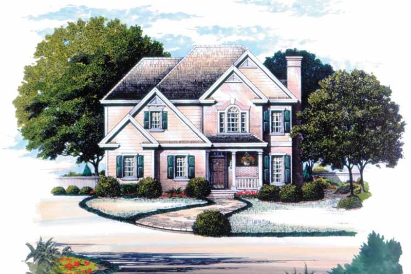 House Blueprint - Exterior - Front Elevation 4 for Colonial House Plan #429-152 - 3 bed, 2.5 bath