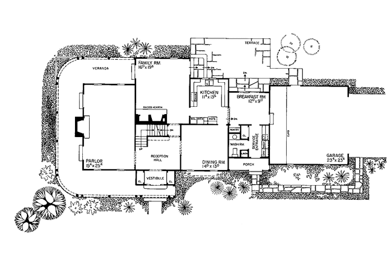 Architectural House Design - Floor Plan - Main Floor for Victorian House Plan #72-679 - 5 bed, 2 bath