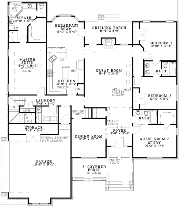 Home Plan - Country Floor Plan - Main Floor Plan #17-3097