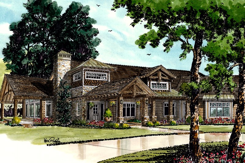 Dream House Plan - Exterior - Front Elevation 3 for Ranch House Plan #942-32 - 4 bed, 4.5 bath