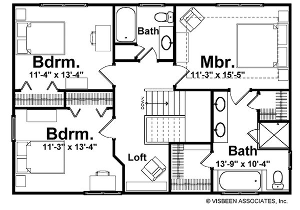 Dream House Plan - Floor Plan - Upper Floor for Farmhouse House Plan #928-442 - 3 bed, 2.5 bath