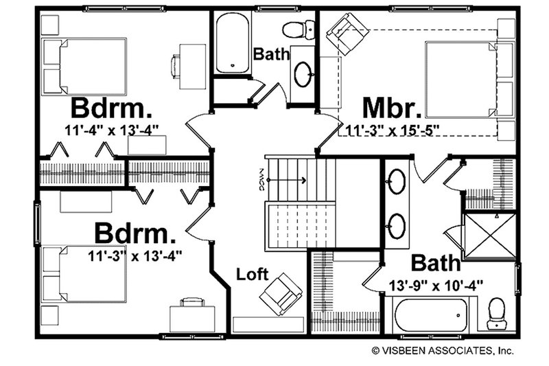 Dream House Plan - Floor Plan - Upper Floor for Farmhouse House Plan #928-442 - 3 bed, 2.5 bath