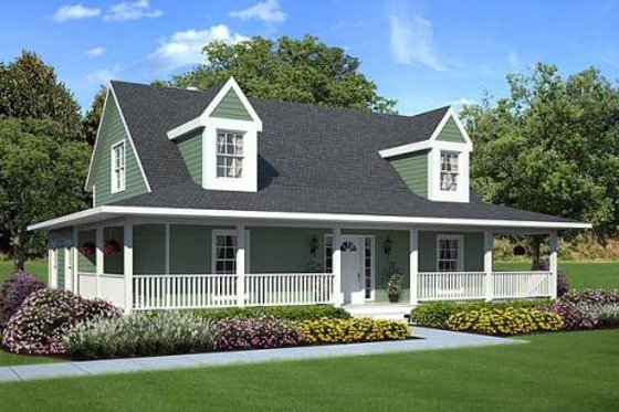 Exterior - Front Elevation for Country House Plan #312-246 - 3 bed, 2.5 bath