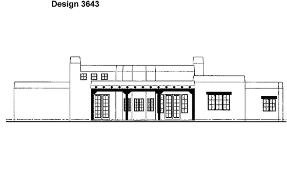 Exterior - Rear Elevation for Adobe / Southwestern House Plan #72-1012 - 3 bed, 2.5 bath