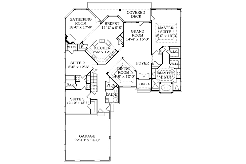 Dream House Plan - Floor Plan - Main Floor for Ranch House Plan #453-354 - 3 bed, 2.5 bath