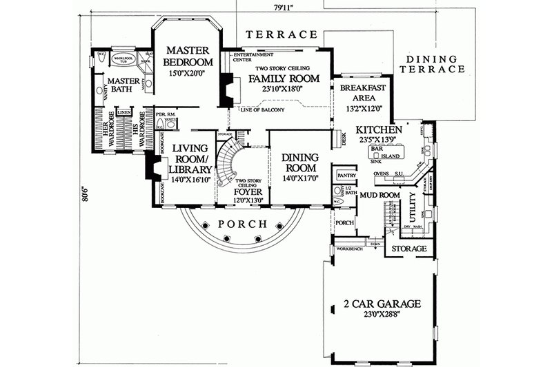 Home Plan - Floor Plan - Main Floor for Southern House Plan #137-195 - 4 bed, 3 bath