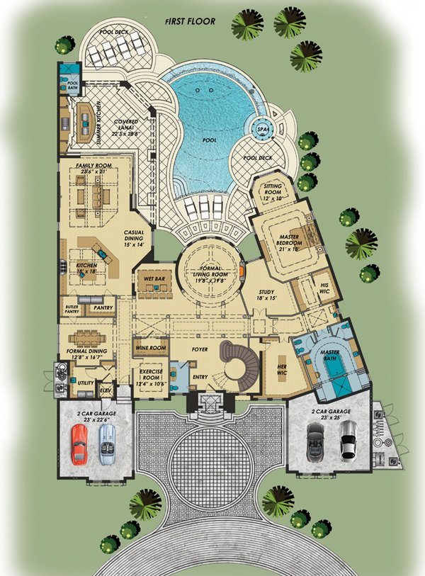 Mediterranean Floor Plan - Main Floor Plan #548-29