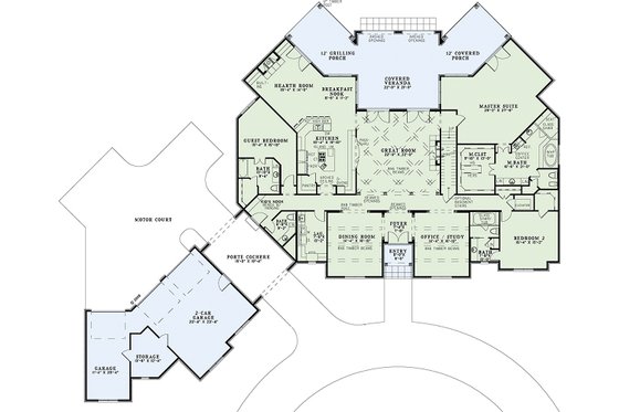 Floor Plan - Main Floor for European House Plan #17-2366 - 6 bed, 6.5 bath