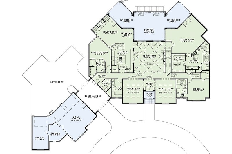 Home Plan - Floor Plan - Main Floor for European House Plan #17-2366 - 6 bed, 6.5 bath