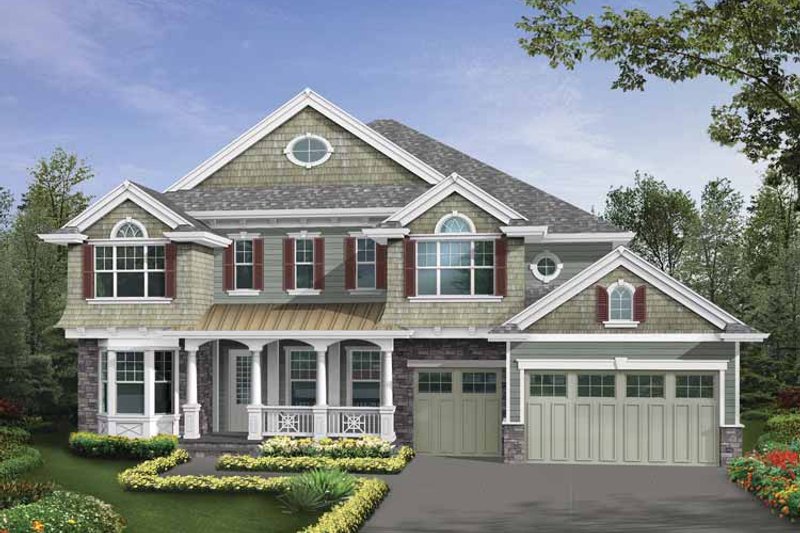 House Blueprint - Craftsman Exterior - Front Elevation Plan #132-513