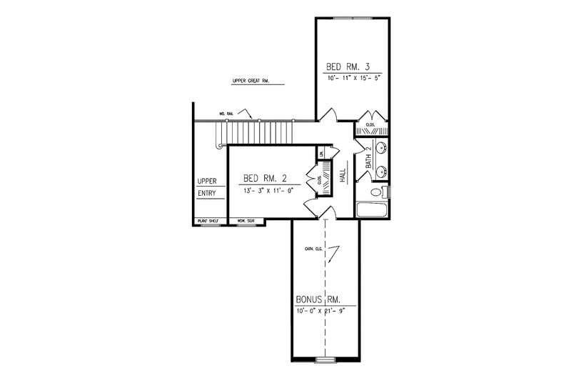 Architectural House Design - Floor Plan - Upper Floor for Country House Plan #42-633 - 3 bed, 2.5 bath